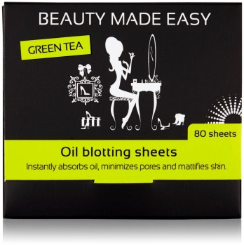 Foite matifiante, cu ceai verde, pentru ten, 80 buc, Beauty Made Easy  